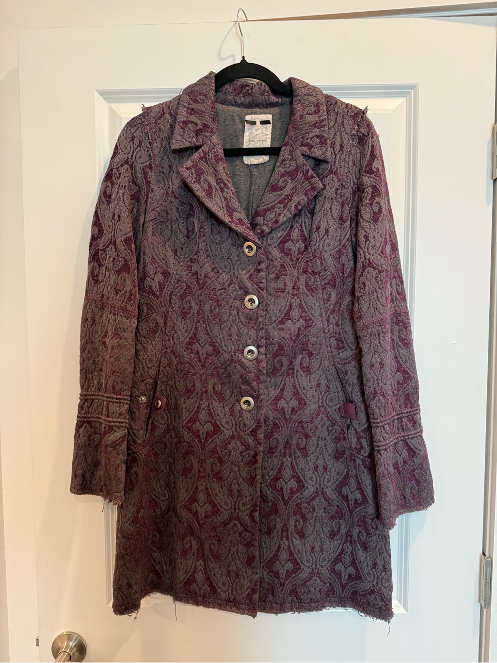 Free People Purple Paisley Trench Coat